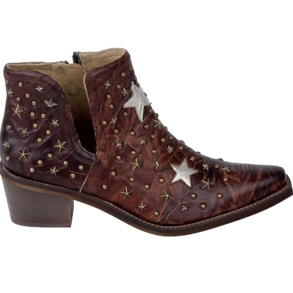 Myra Bag Brown and White Ankle Booties with Intricate Cutouts - Picture 4 of 4